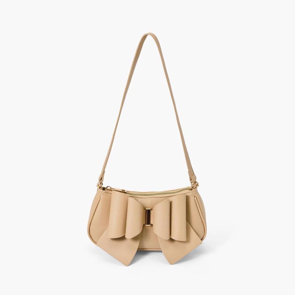 Willow Beige Bow Baguette Shoulder Bag