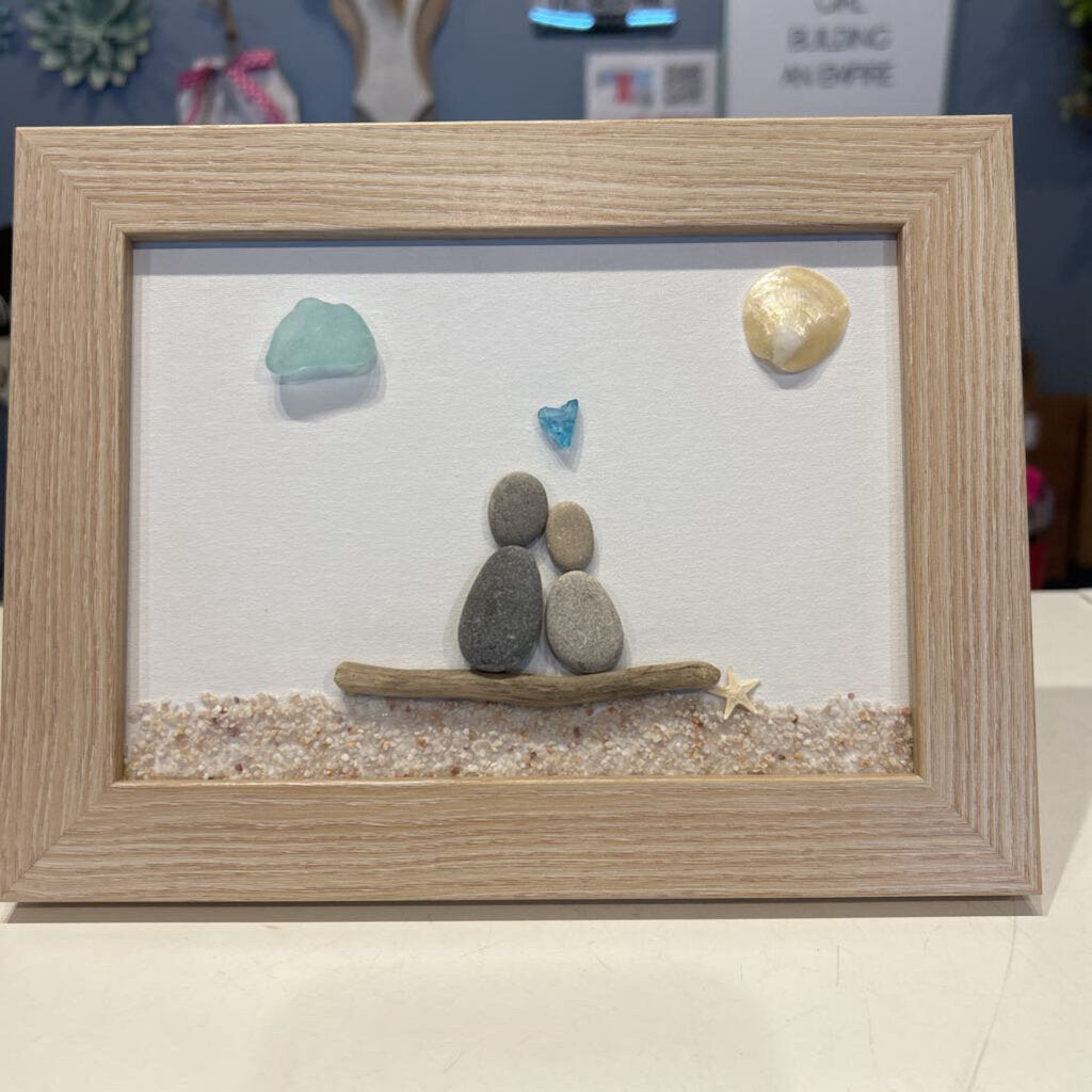 Beach Glass 5x7 pebble people on the beach