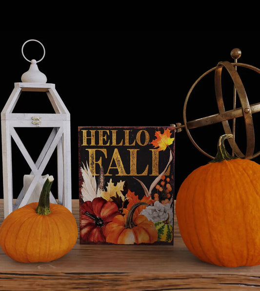 15in Hello Fall Table Décor