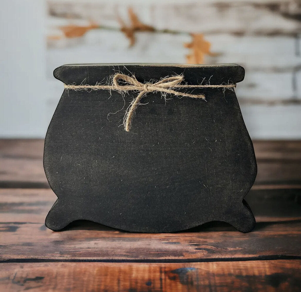 Wood Cauldron Halloween 6"x5"