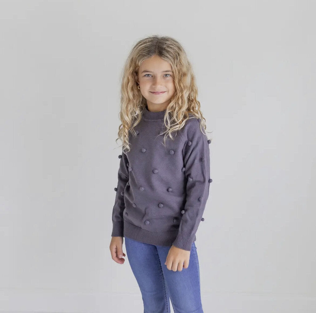 Kids Dark Pom Pom Sweater