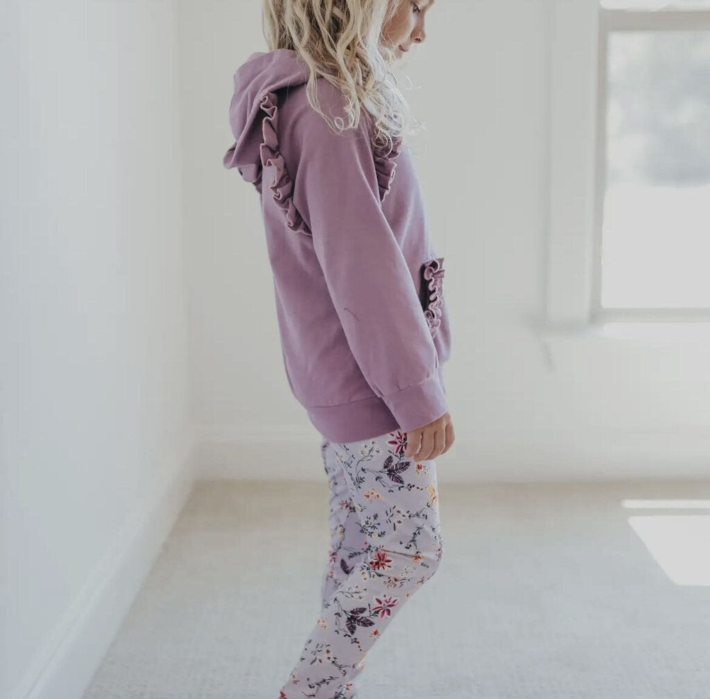 Kids Floral Ruffle Hoodie and Legging Set