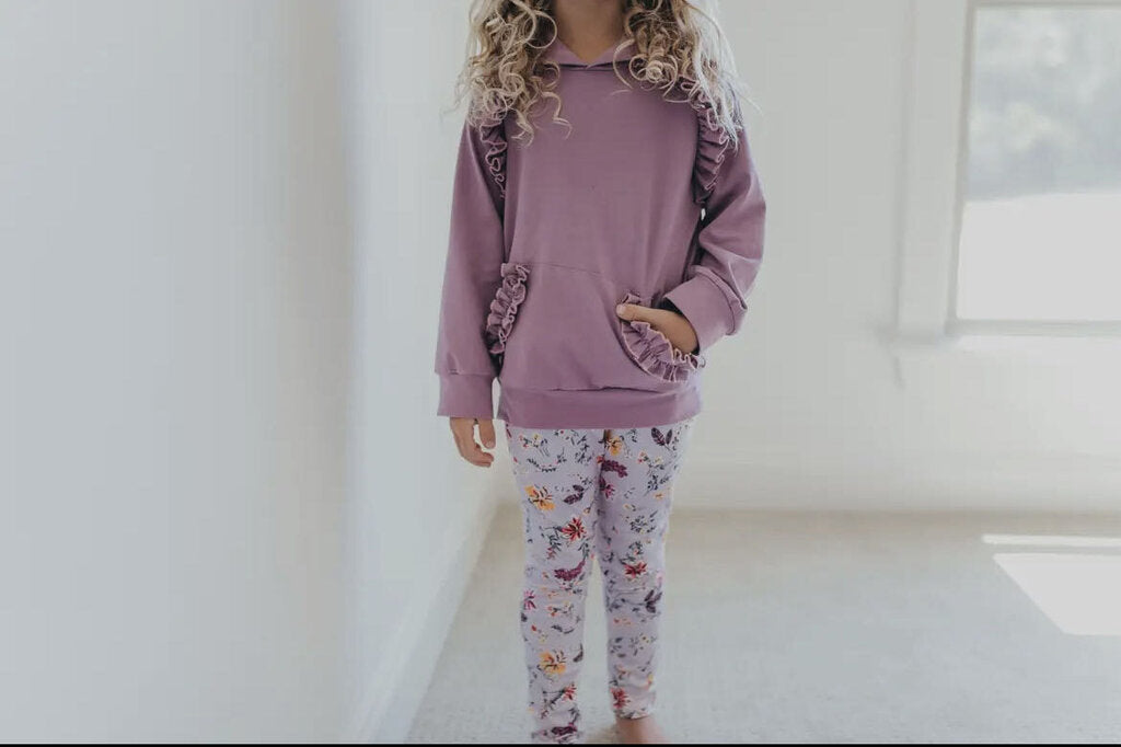 Kids Floral Ruffle Hoodie and Legging Set