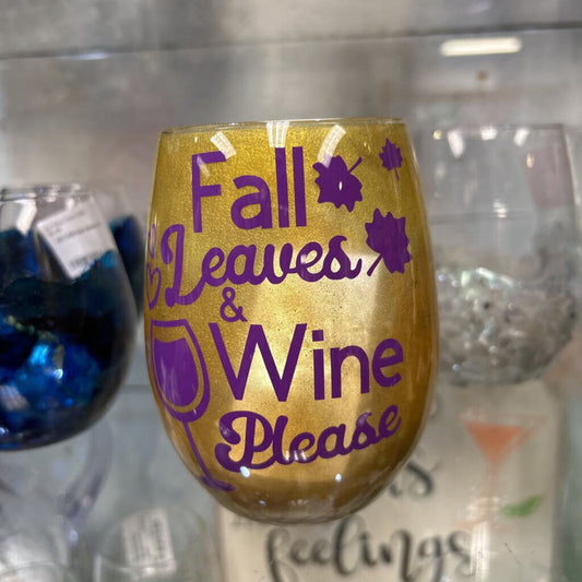 Fall Leaves Wine Please Wine Glass14oz