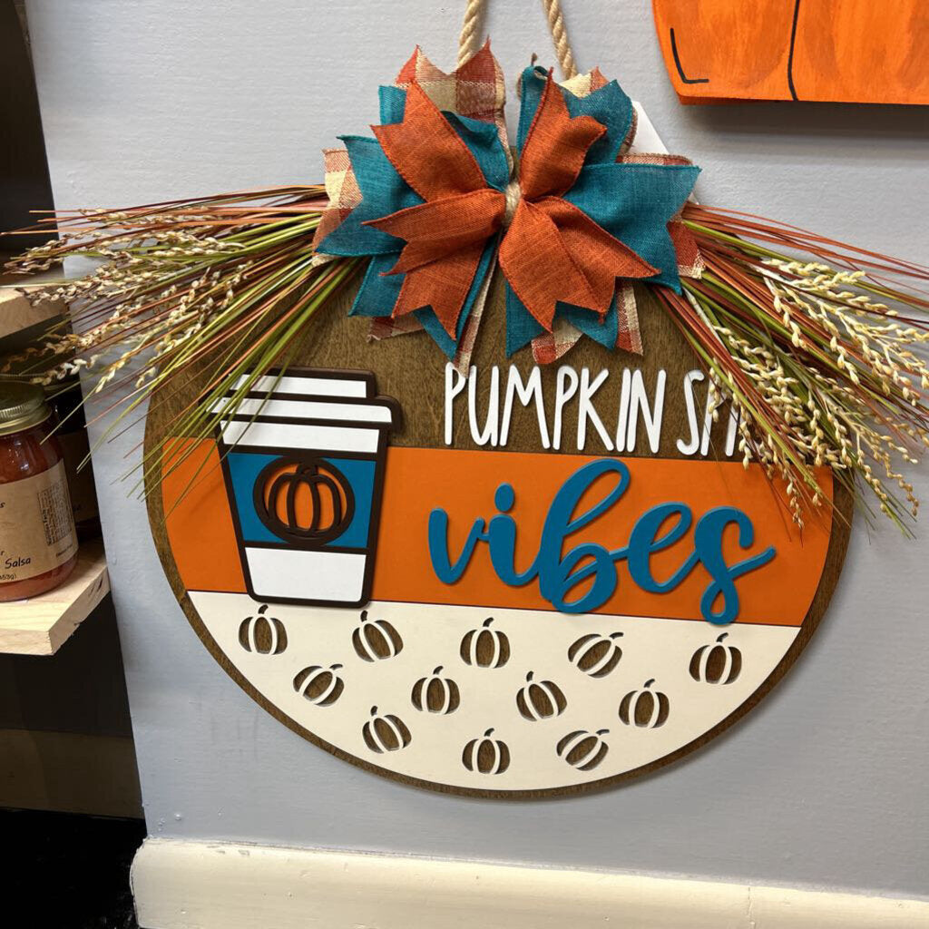 Pumpkin Spice Vibes 18in Round Door Hanger