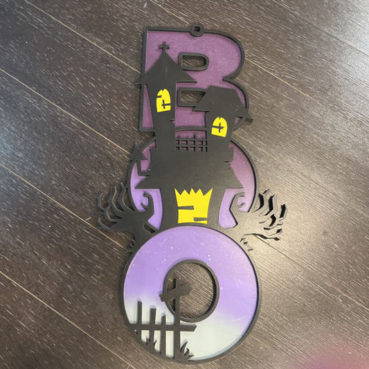 Haunted House wood door hanger