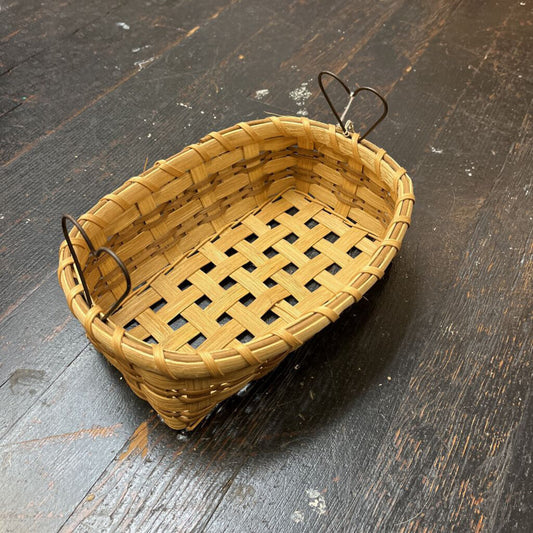 Bread Basket w/Wire Hearts Natural/brown