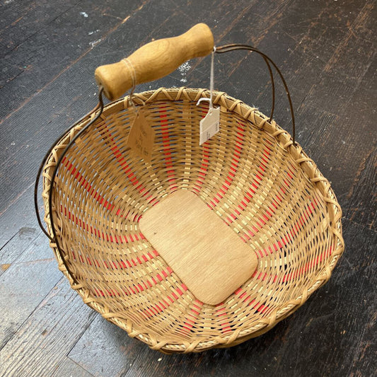 Apple Basket-Wire w/Wood Handle Smoked-Red