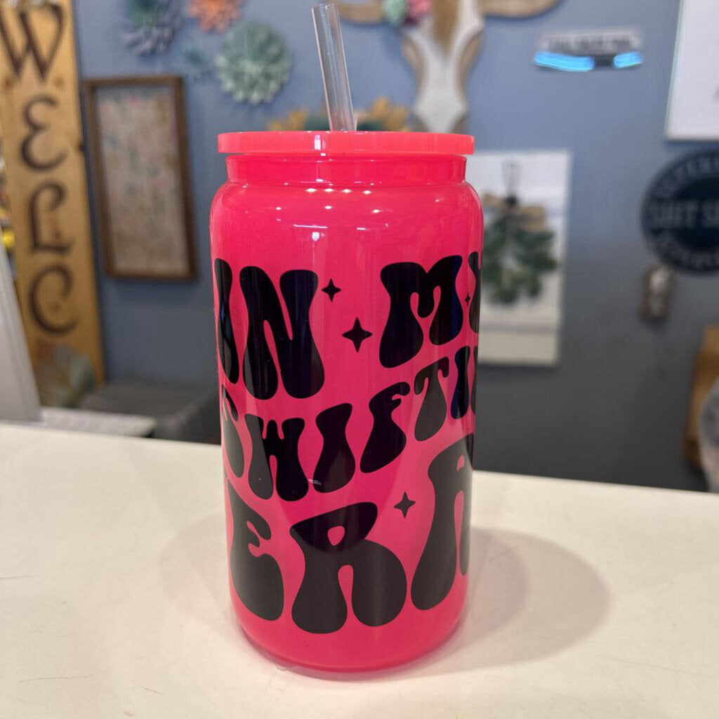 Tay Swift Era/Cat Pink 16oz Beer Can Glass