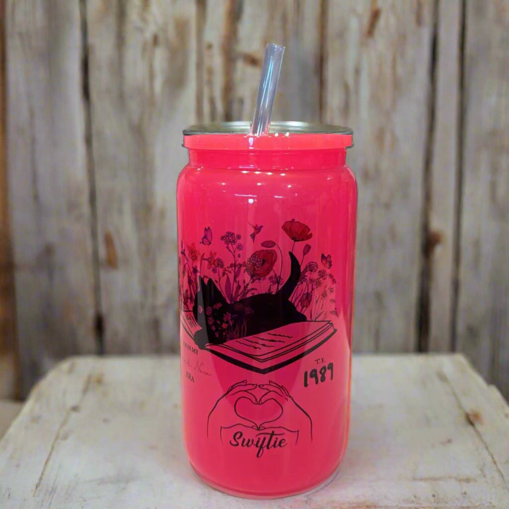 Tay Swift Era/Cat Pink 16oz Beer Can Glass