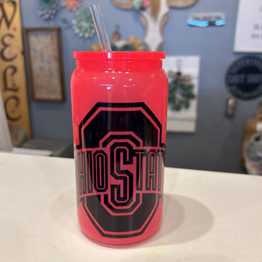 OSU Logo Red 16oz Glass Beer Can