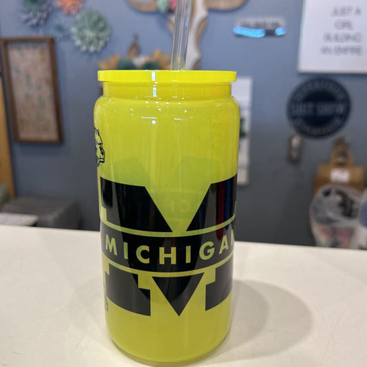 TTUN M Logos Ylw 16oz Beer Can Glass