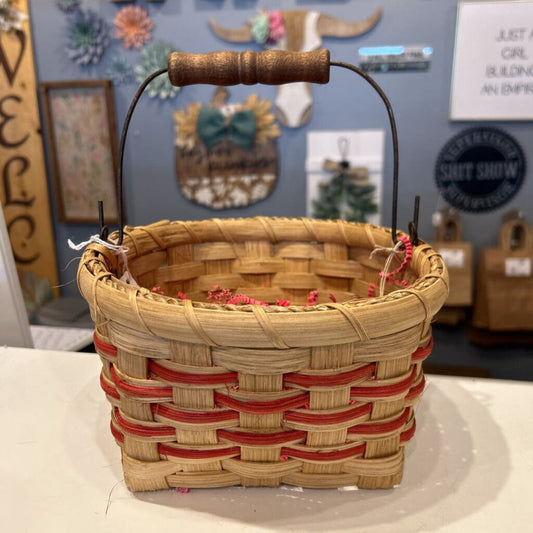 #15 Roll Basket w/Metal Hdle Red Stn