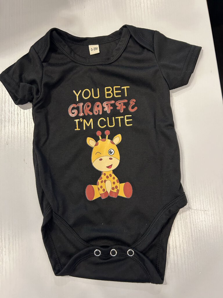 Bet Giraffe I'm Cute Onesie-Black