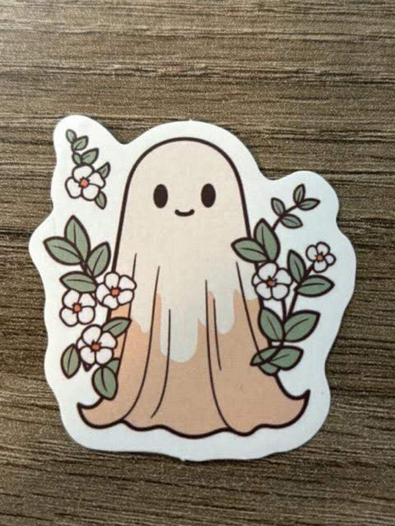 Sticker - White floral ghost