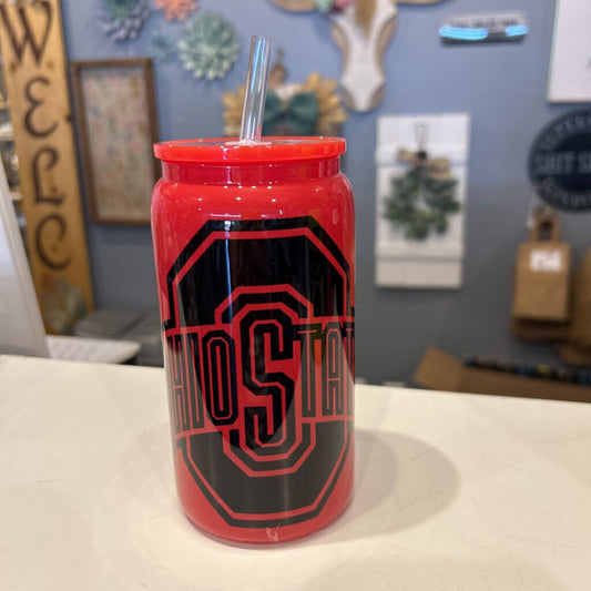 OSU Logo Red 16oz Beer Can Glass