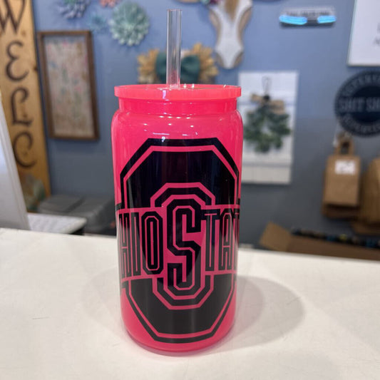 OSU Logo Pink 16oz Beer Can Glass