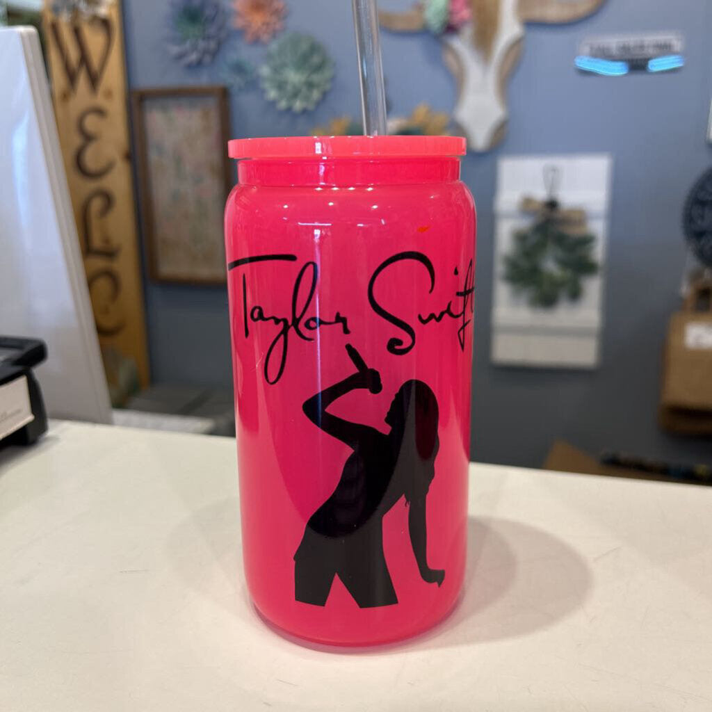 Tay Swift Era Guitar Era/sing Pink Beer Can Glass