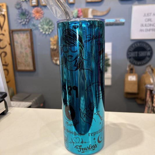 Tay Swift Pencil Mirror Blue 20oz Tumbler