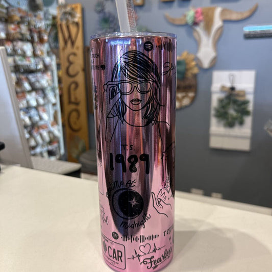 Tay Swift Pencil Mirror Pink 20oz Tumbler