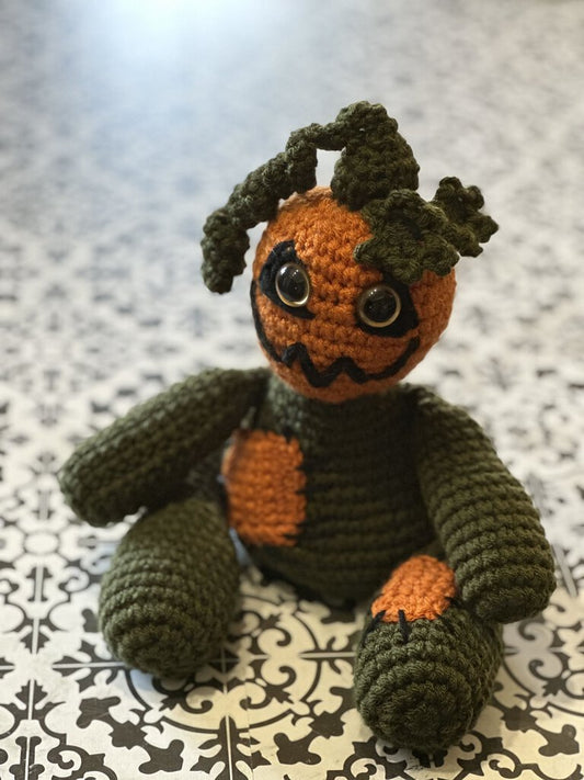 Crochet Pumpkin Doll 207 Green/Orange