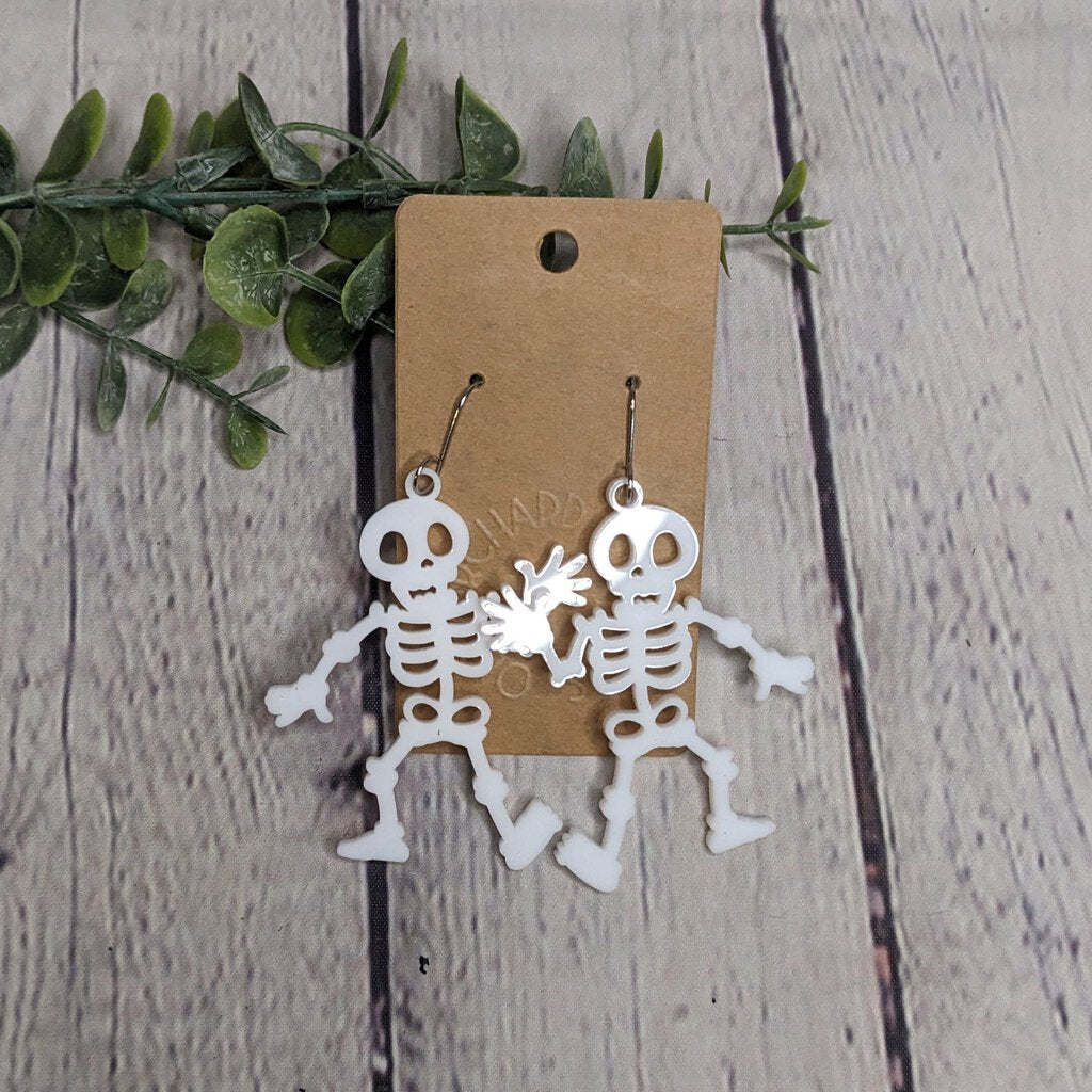 White Dancing Acrylic Skeleton Earring