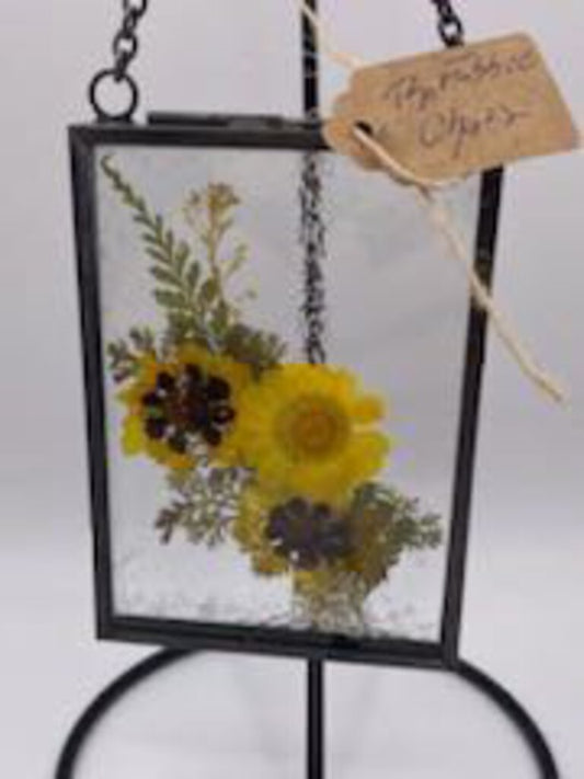 Black Vertical Dried Flower Frame Ylw/Wht