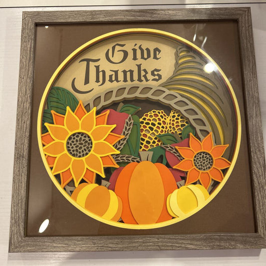 12x12 Br Give Thanks Shadow Box