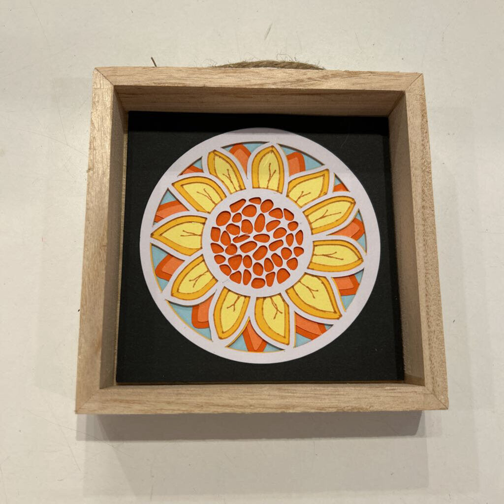 4x4 Wood Sunflower Shadow Box