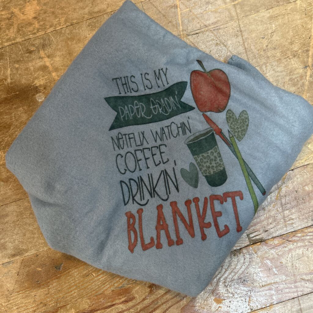 Fleece Blanket Coffee Drinkin Gray