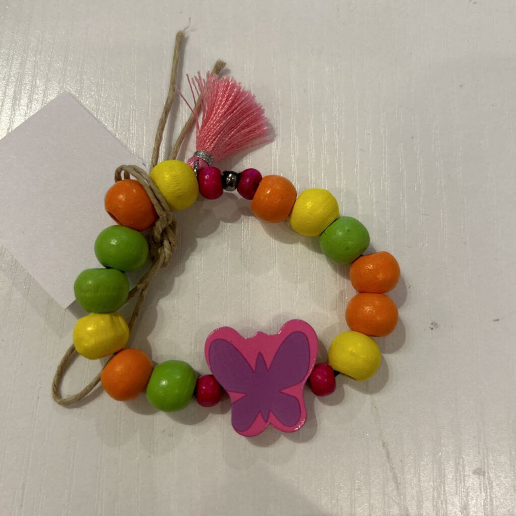 Kids single beaded with butterfly bracelet