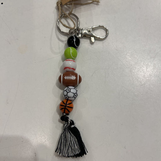 Sport Beaded Keychain with Tassle