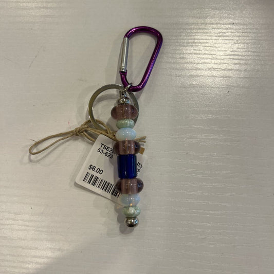 Glass & Ceramic Beaded Keychain Drk Blue