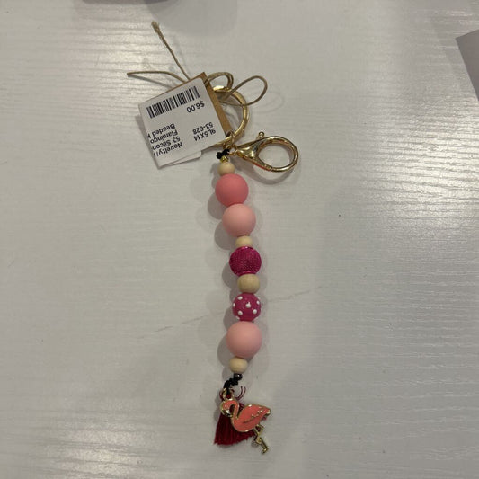Silcone Flamingo Pink Beaded Keychain
