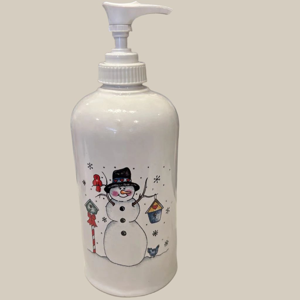 Soap/Lotion Bottle Snowman w/Birdhouses