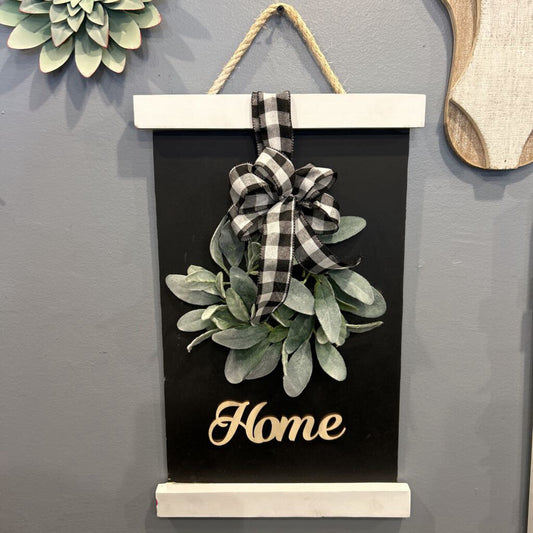 Hanging Home Rope Sign with wreath