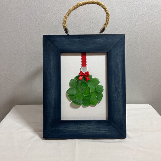 Framed Green Beach Glass Ornament Christmas Decoration