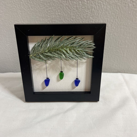 Framed Decorative Beach Glass Ornament Wall Art