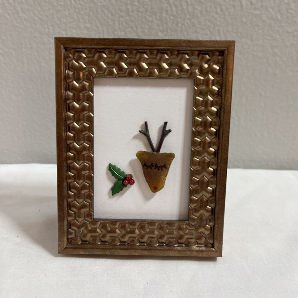 Beach Glass Reindeer Decor Frame