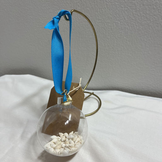 Ornament-White Shells w/Blue & White Sailboat Charm