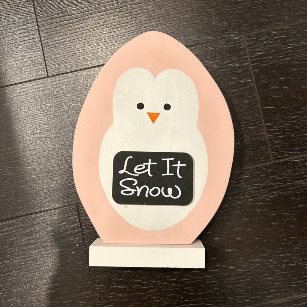 Penguin tall pink let it snow