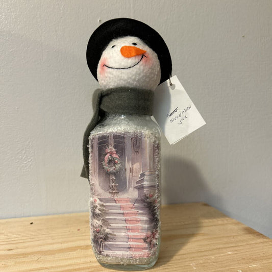 Glass Snowman Jar