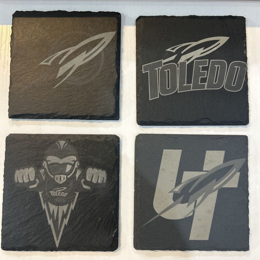 Engraved Slate Coasters UT Set 4