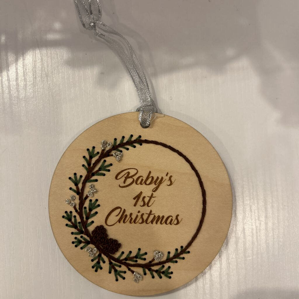 Baby's 1st Christmas Ornament-Silver Berries