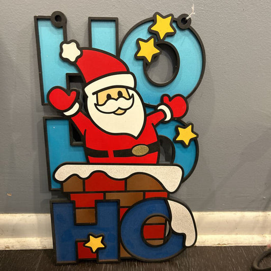 HoHoHo Wood Sign w/Santa