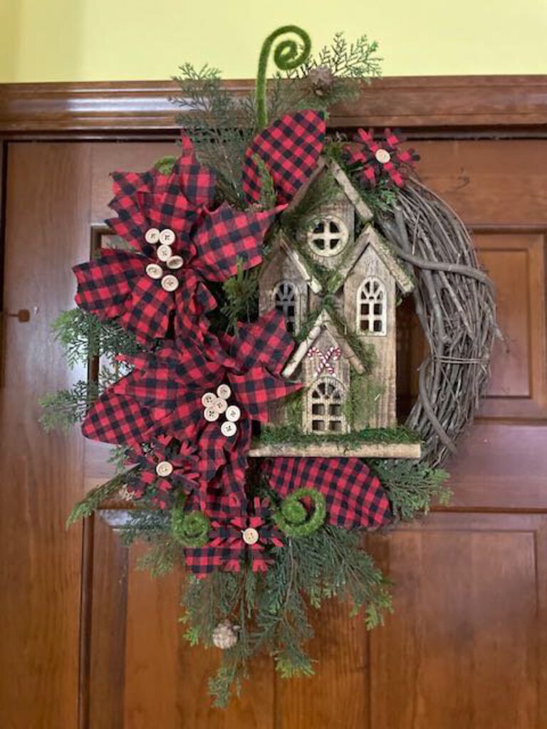 wreath red buffalo check church