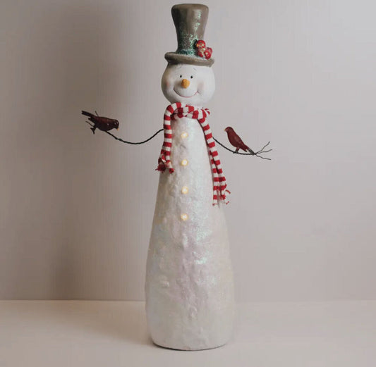 Top Hat Tall Snowman w/Cardinals