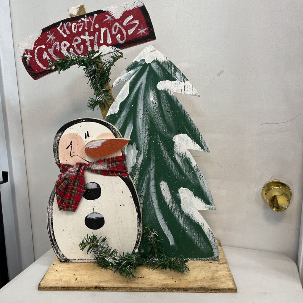 Snowman w/Tree Base