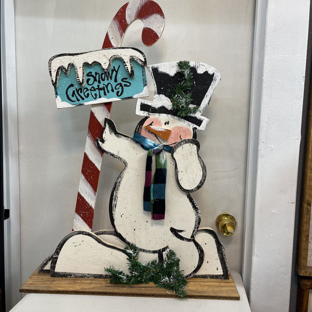 Snowman w/Candy Cane