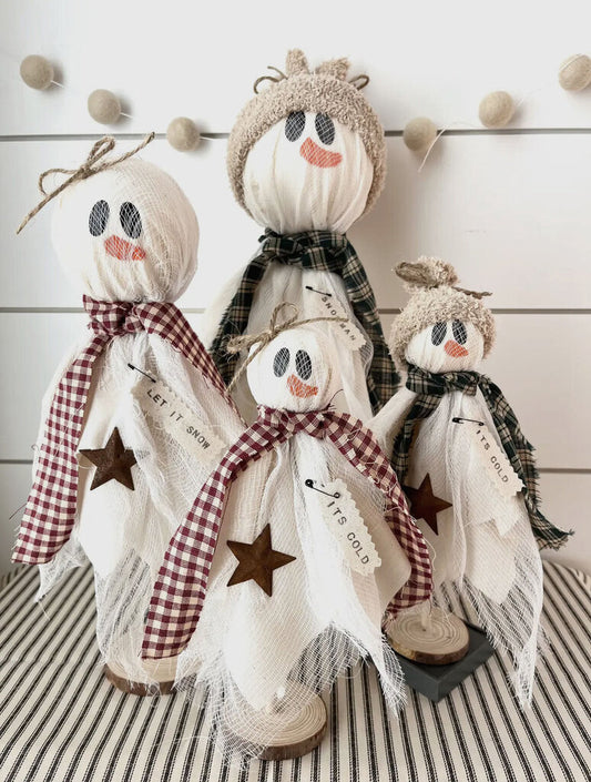 Rustic Primitive Medium Girl Snowman